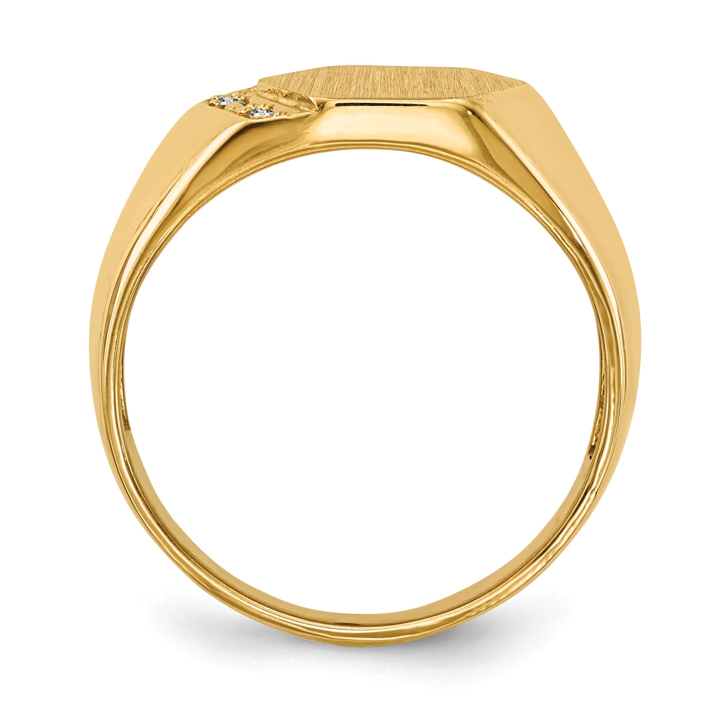 14K Yellow Gold 11.5X11.5mm Open Back A Diamond Men'S Signet Ring