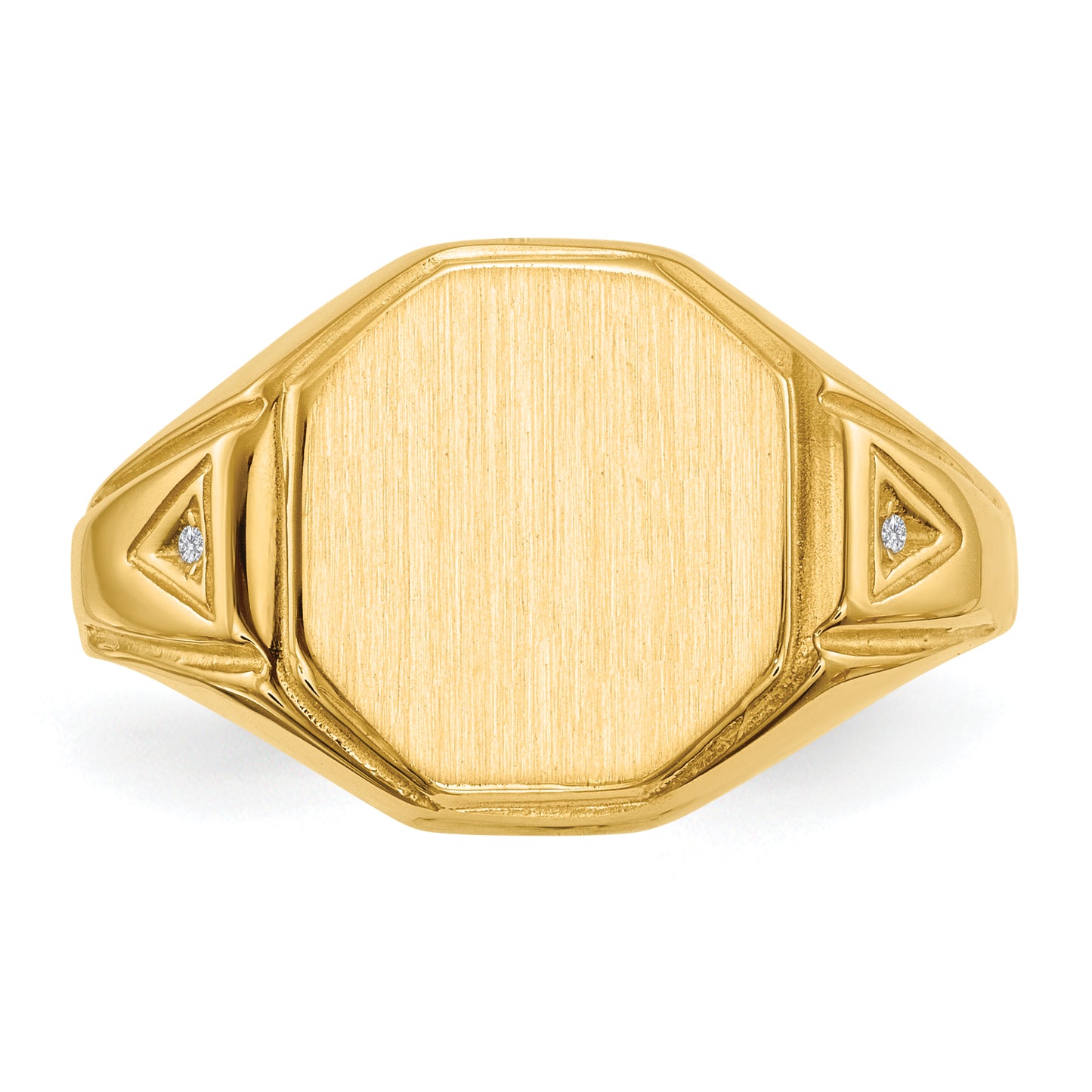 14K Yellow Gold 12.5X11.5mm Open Back Aa Diamond Men'S Signet Ring