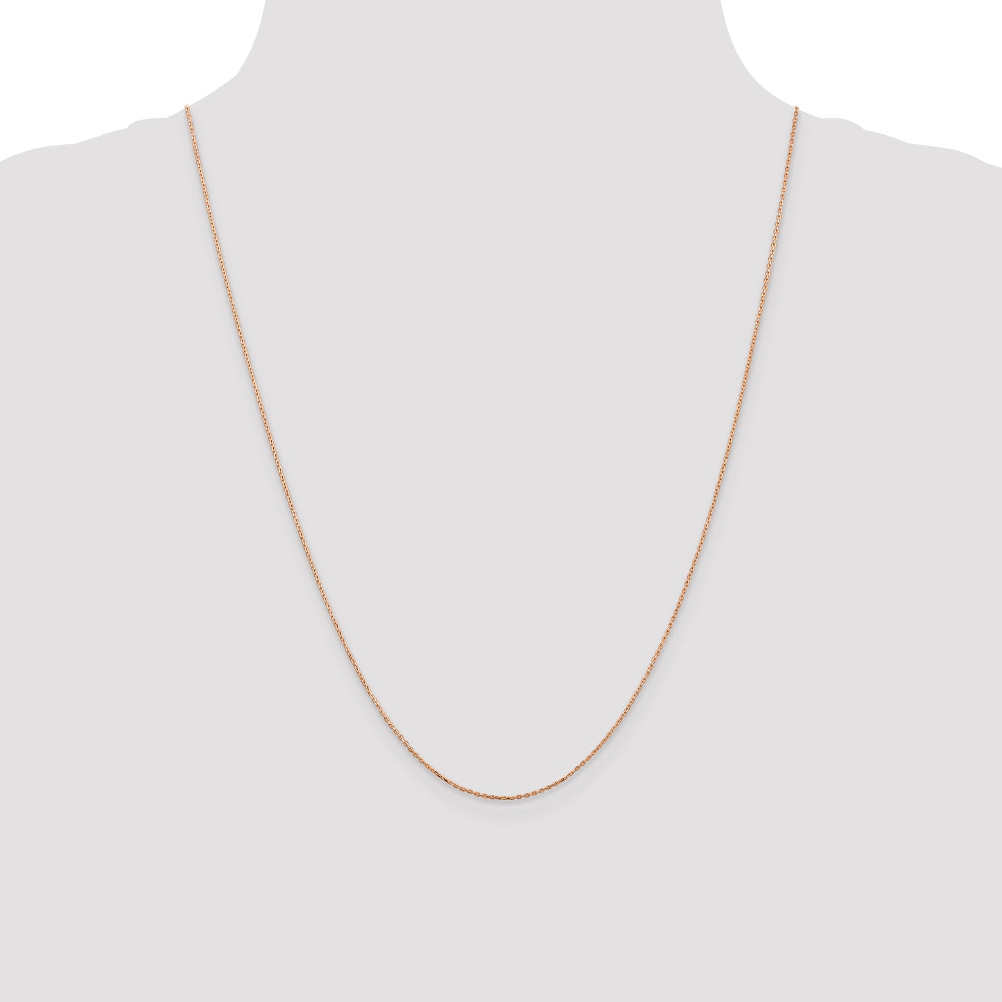 14K Rose Gold 24 Inch .8mm Diamond-Cut Cable With Lobster Clasp Chain