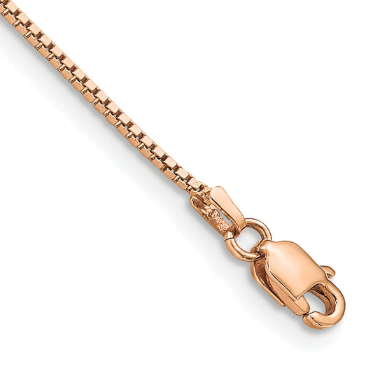 14K Rose Gold 7 Inch .95mm Box Link With Lobster Clasp Bracelet