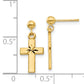 14K Yellow Gold Satin & Diamond -Cut Cross Earrings