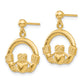 14K Yellow Gold Dangling Claddagh Post Earrings