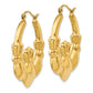 14K Yellow Gold Polished Claddagh Hoop Earrings