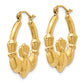 14K Yellow Gold Polished Claddagh Hoop Earrings