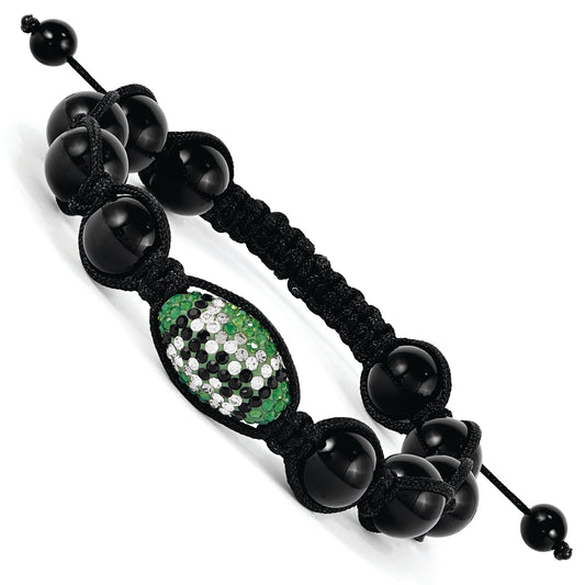 Fashion Swarovski Elements Football & Onyx Macrame Bracelet