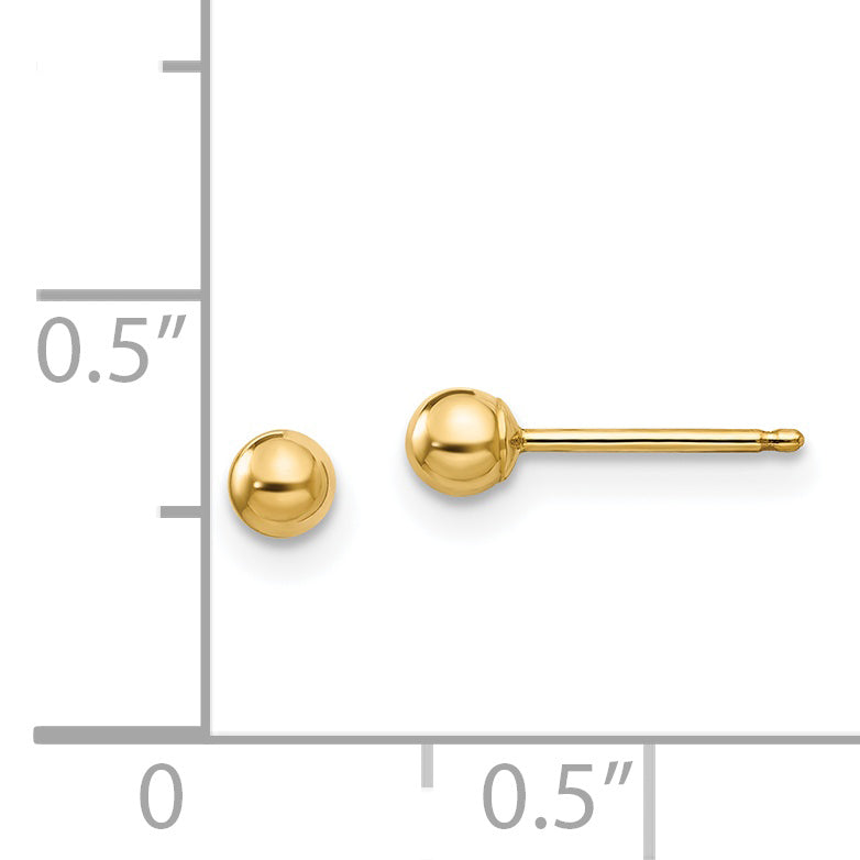 14K Yellow Gold Madi K Polished 3mm Ball Post Earrings