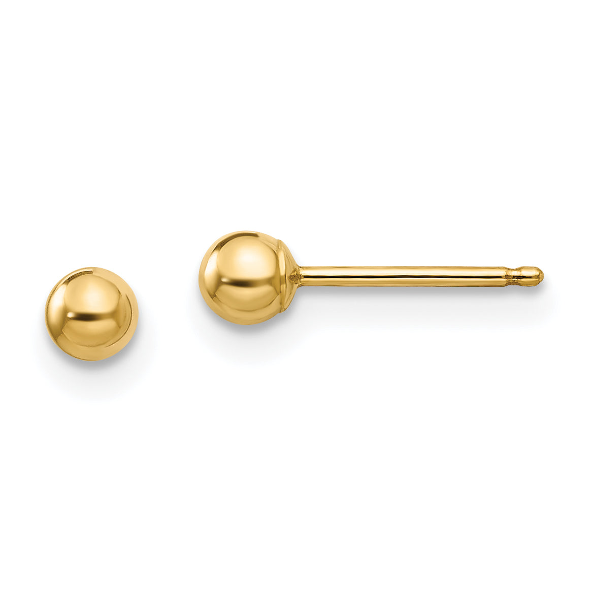 14K Yellow Gold Madi K Polished 3mm Ball Post Earrings