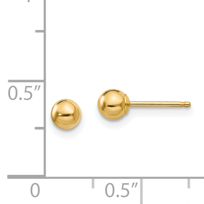 14K Yellow Gold Madi K Polished 4mm Ball Post Earrings