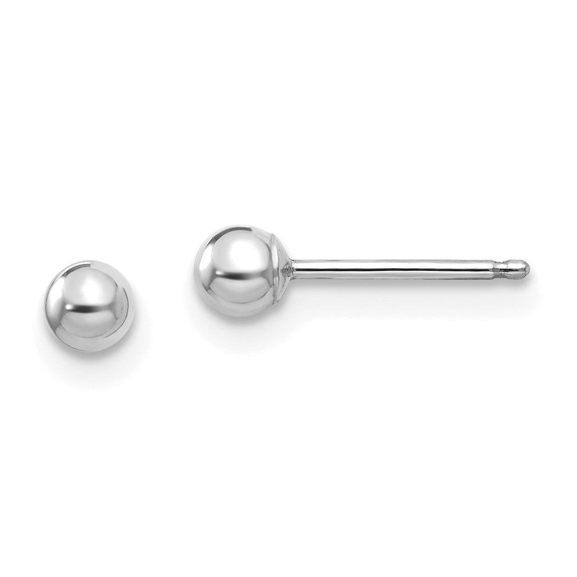 14K White Gold Madi K Polished 3mm Ball Post Earrings