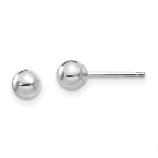 14K White Gold Madi K Polished 4mm Ball Post Earrings