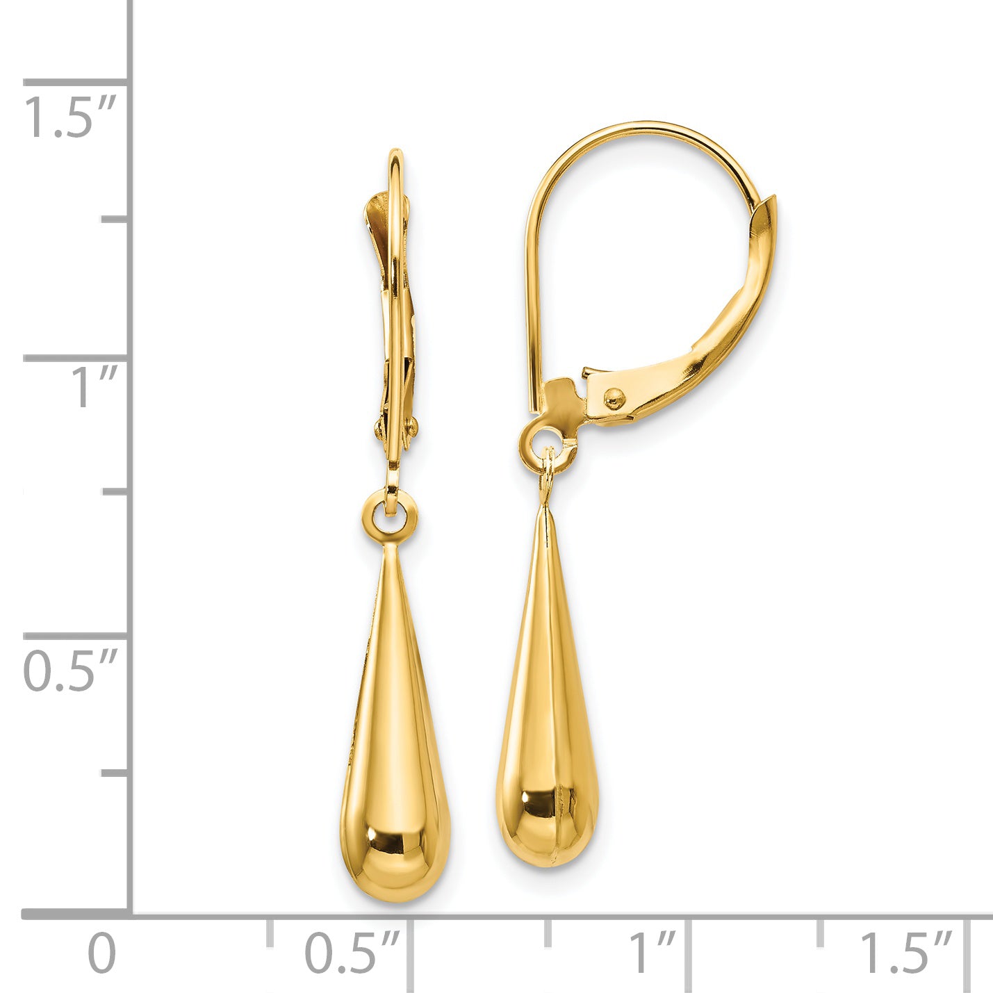 14K Yellow Gold Madi K Teardrop Dangle Leverback Earrings