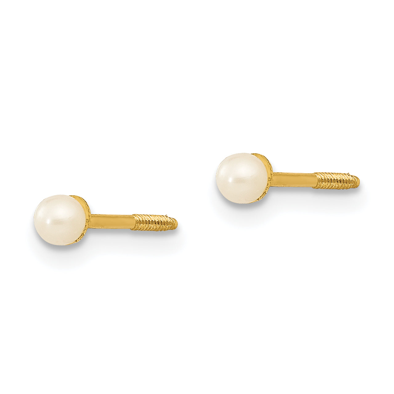 14K Yellow Gold Madi K 2-3mm Button Freshwater Cultured Pearl Screwback Post Earrings