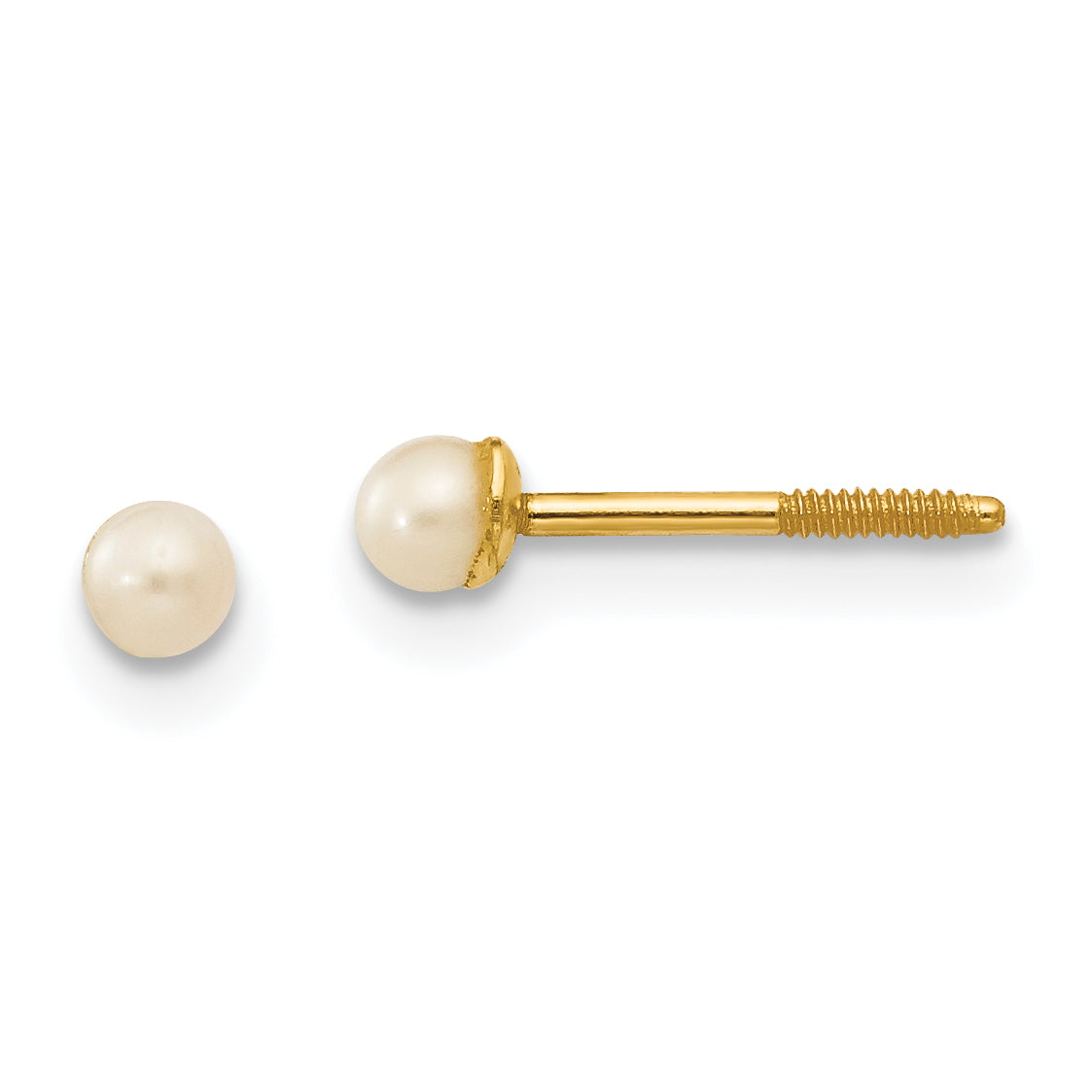 14K Yellow Gold Madi K 2-3mm Button Freshwater Cultured Pearl Screwback Post Earrings