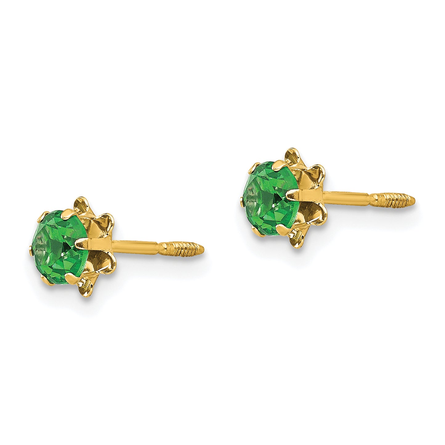 14K Yellow Gold Madi K 4mm Cz Birthstone (May) Screwback Earrings