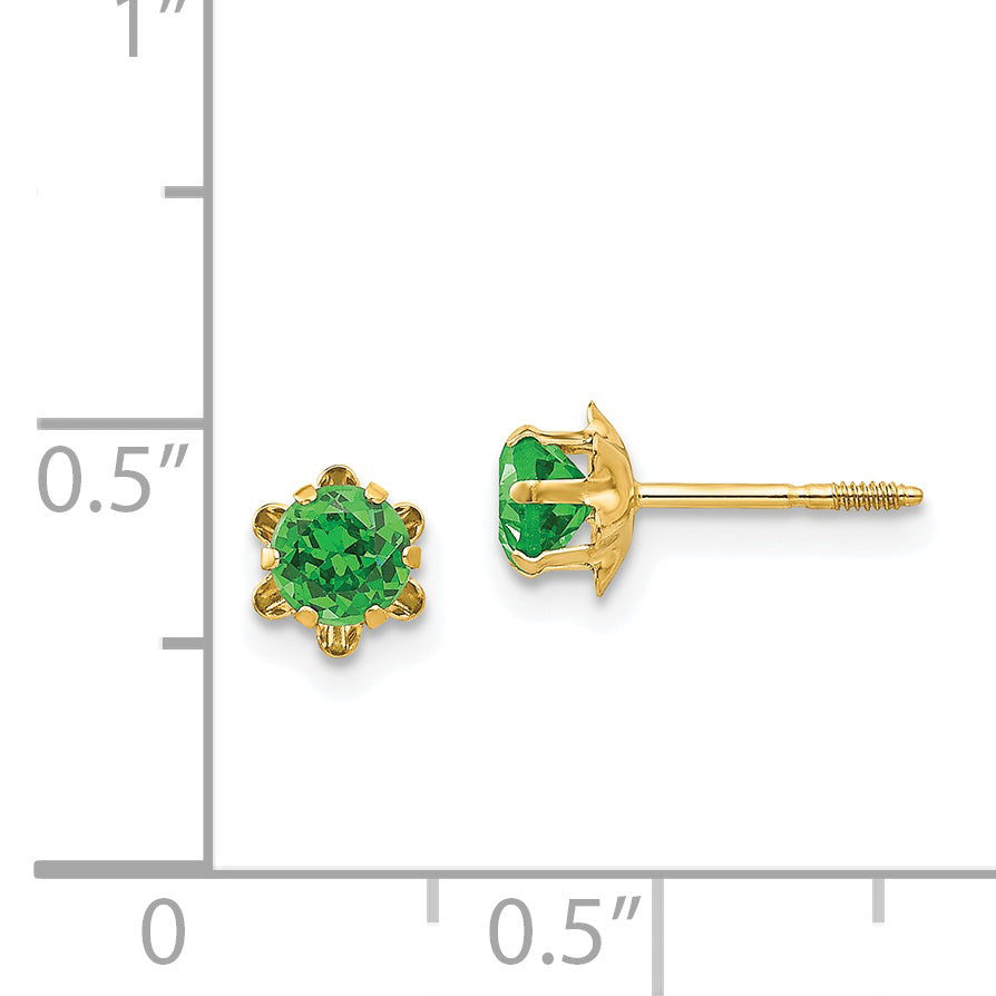 14K Yellow Gold Madi K 4mm Cz Birthstone (May) Screwback Earrings