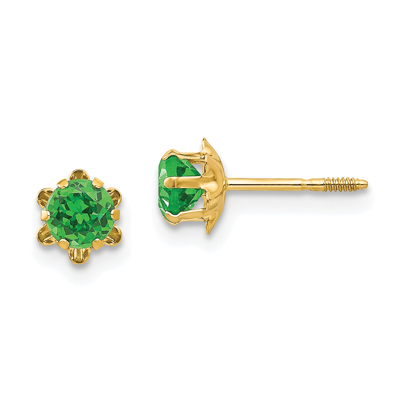 14K Yellow Gold Madi K 4mm Cz Birthstone (May) Screwback Earrings