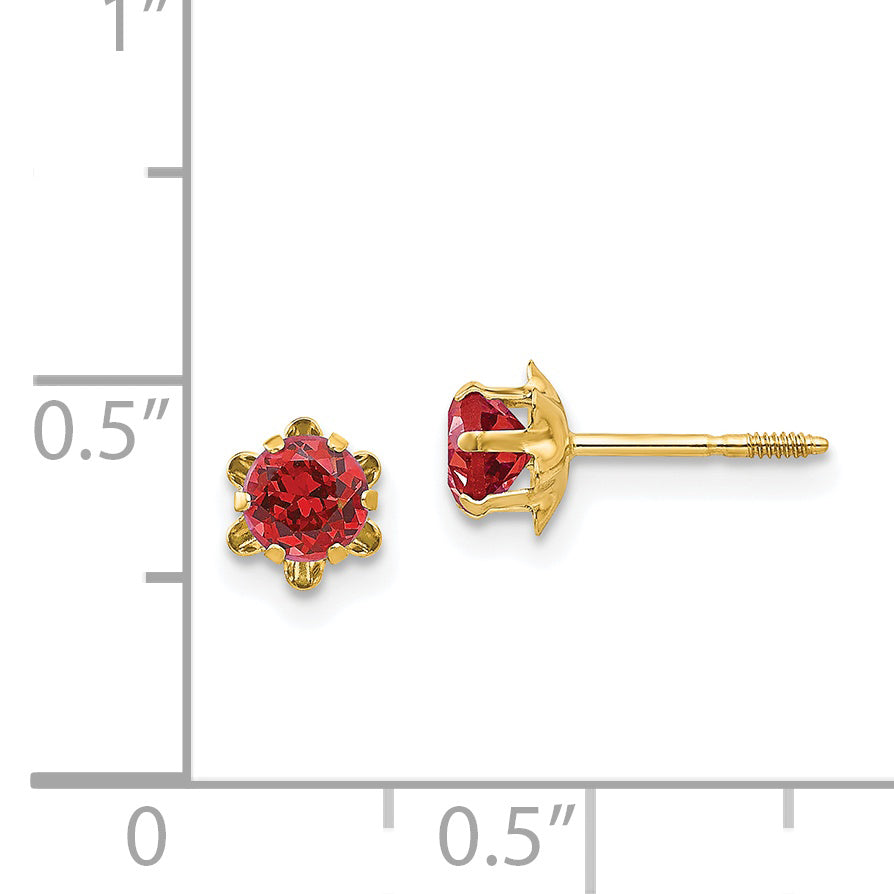 14K Yellow Gold Madi K 4mm Cz Birthstone (Jul) Screwback Earrings