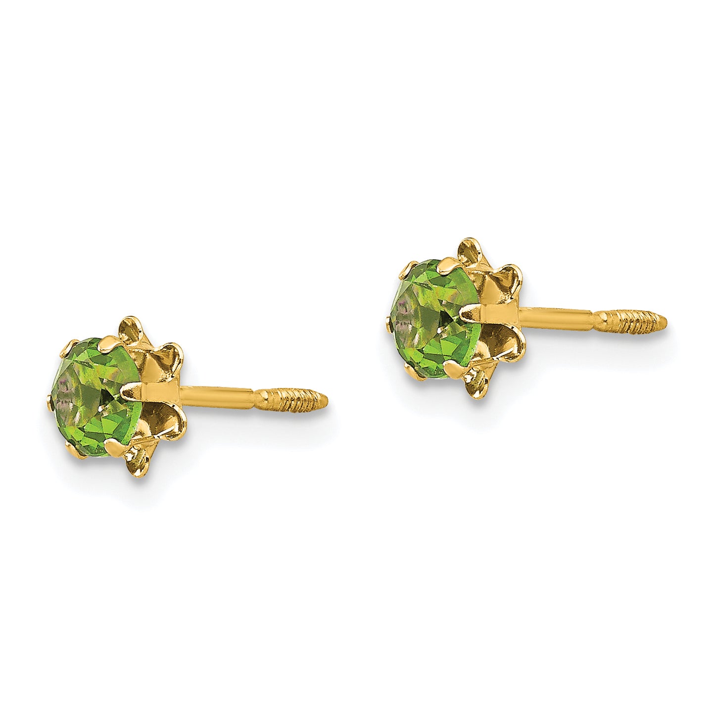 14K Yellow Gold Madi K 4mm Cz Birthstone (Aug) Screwback Earrings