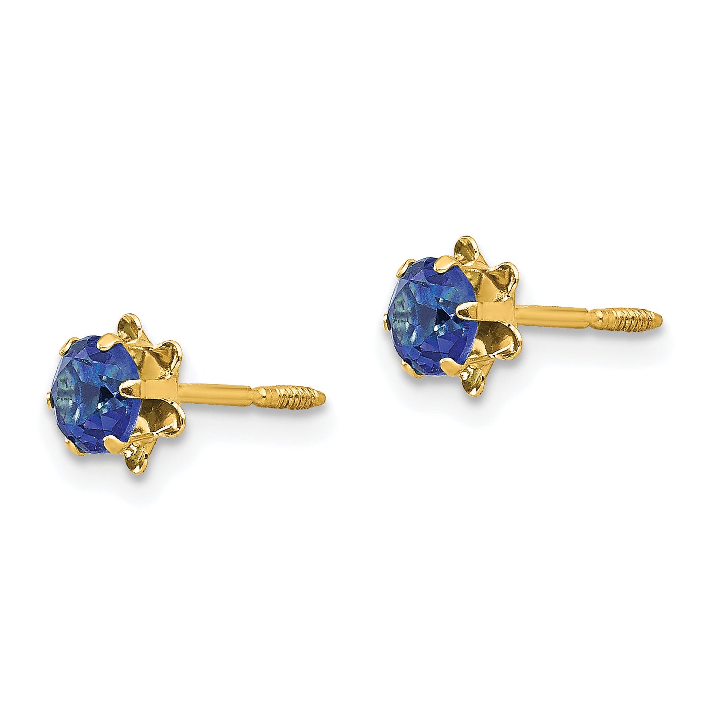 14K Yellow Gold Madi K 4mm Cz Birthstone (Sep) Screwback Earrings