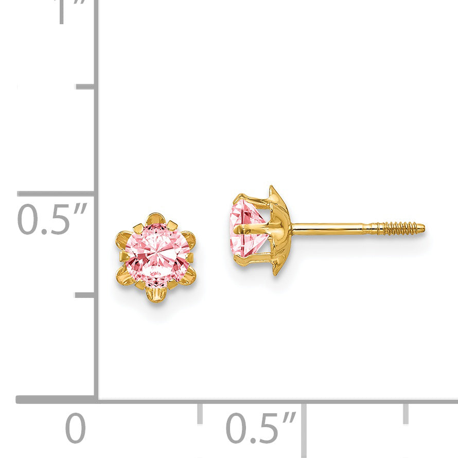 14K Yellow Gold Madi K 4mm Cz Birthstone (Oct) Screwback Earrings