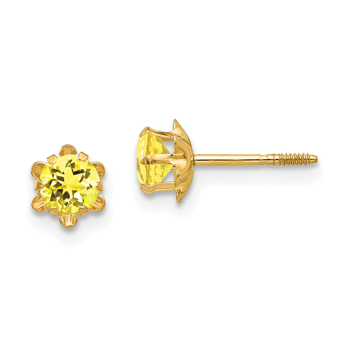 14K Yellow Gold Madi K 4mm Cz Birthstone (Nov) Screwback Earrings