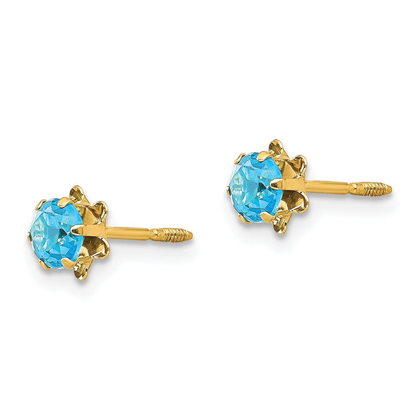 14K Yellow Gold Madi K 4mm Cz Birthstone (Dec) Screwback Earrings