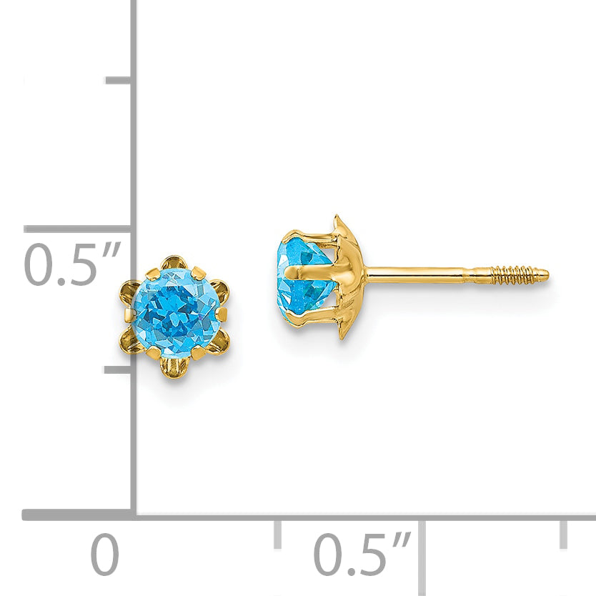 14K Yellow Gold Madi K 4mm Cz Birthstone (Dec) Screwback Earrings