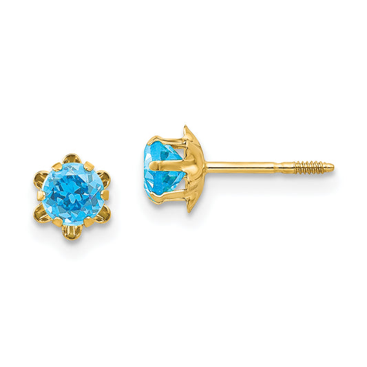 14K Yellow Gold Madi K 4mm Cz Birthstone (Dec) Screwback Earrings