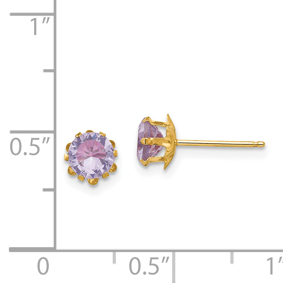 14K Yellow Gold Madi K 5mm Cz Birthstone (Feb) Earrings