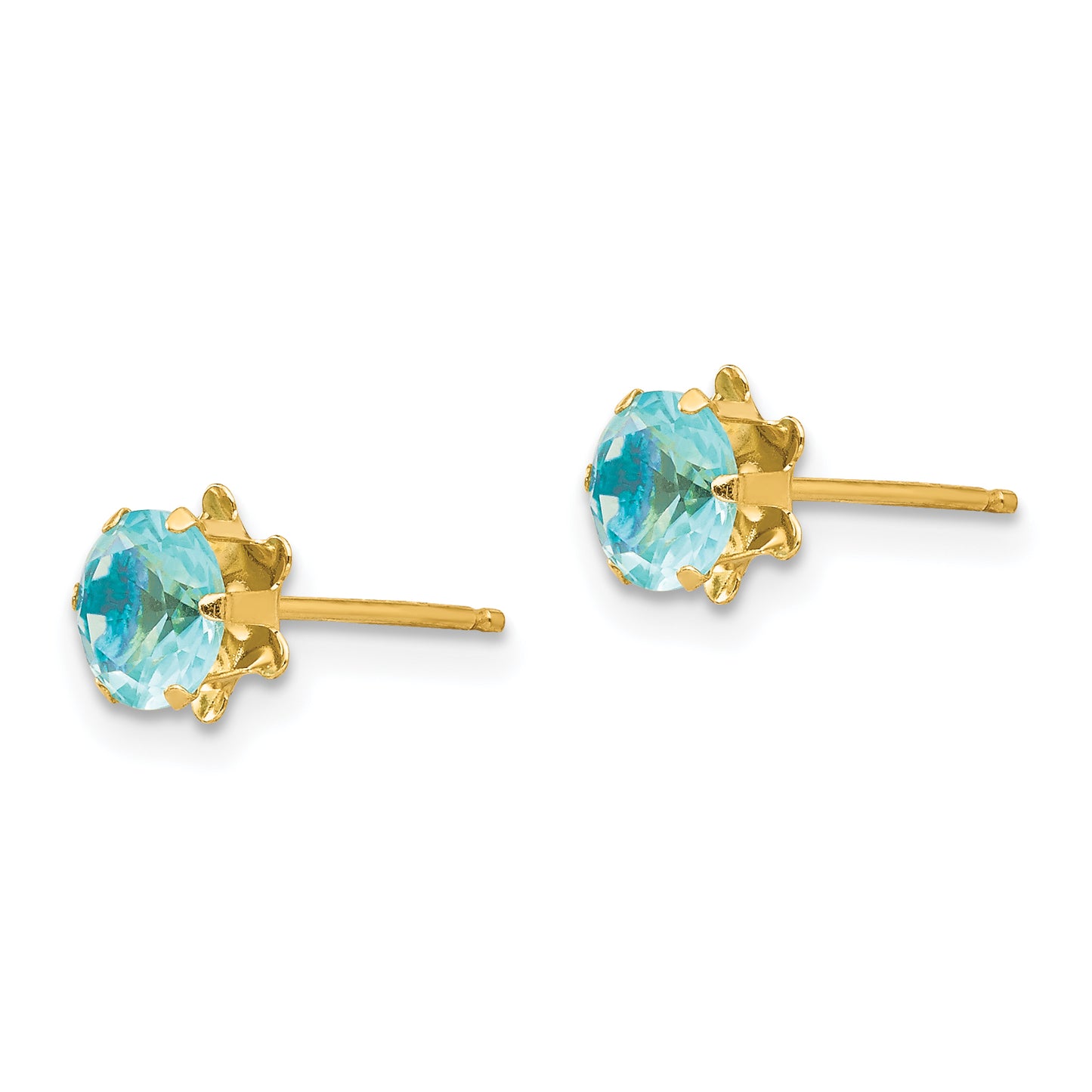 14K Yellow Gold Madi K 5mm Cz Birthstone (Mar) Earrings