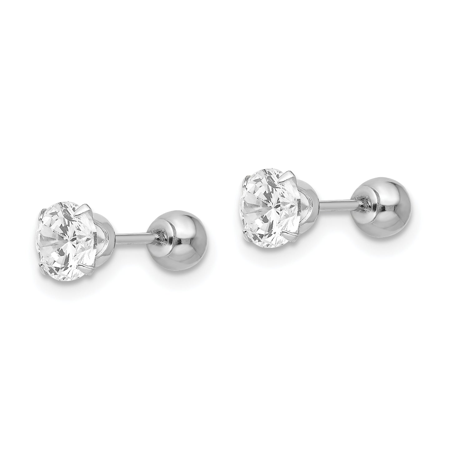 14K White Gold Madi K 5mm Cz And 4mm Ball Reversible Earrings