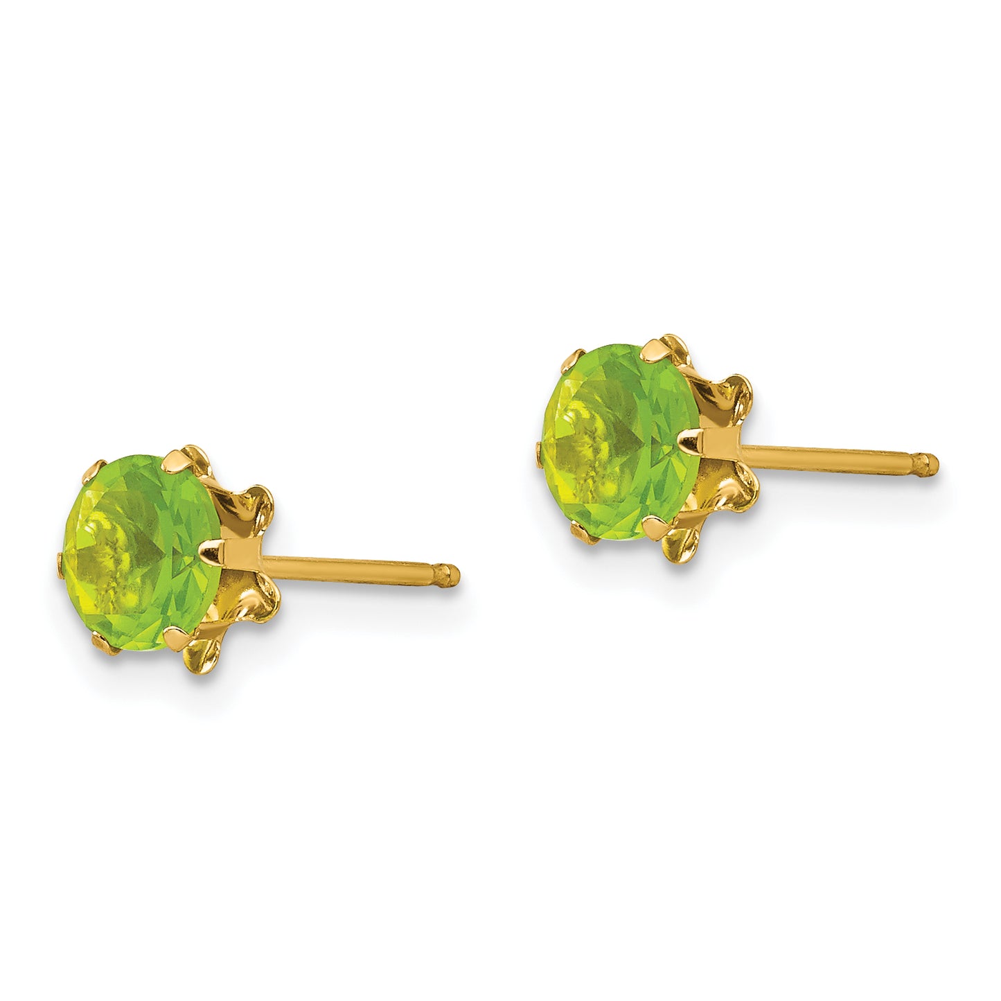 14K Yellow Gold Madi K 5mm Cz Birthstone(Aug) Earrings