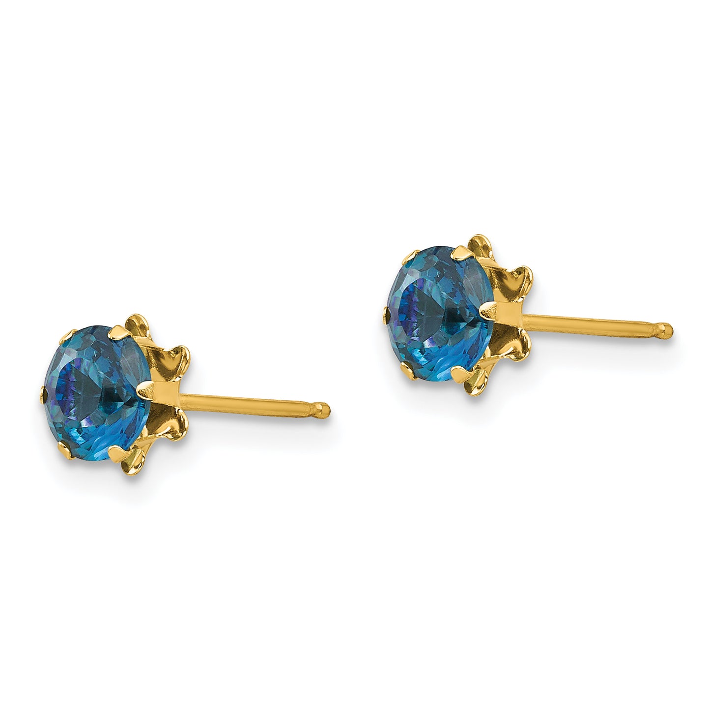 14K Yellow Gold Madi K 5mm Cz Birthstone (Dec) Earrings