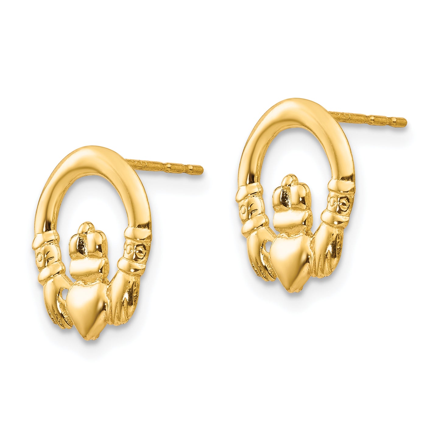 14K Yellow Gold Madi K Claddagh Post Earrings