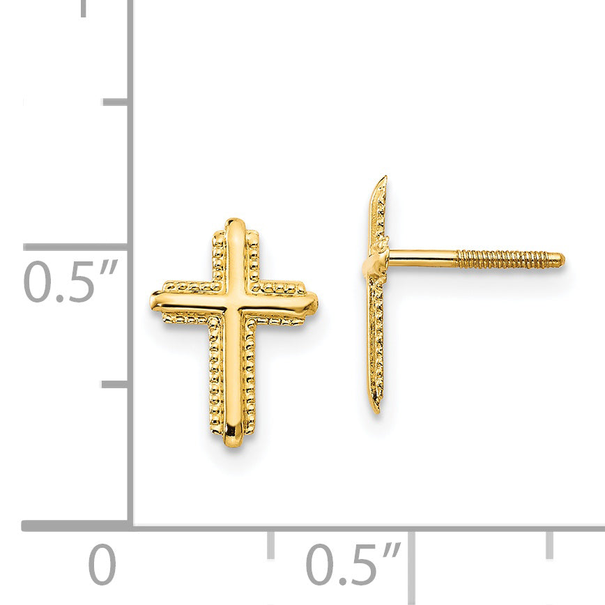 14K Yellow Gold Madi K Cross Post Earrings