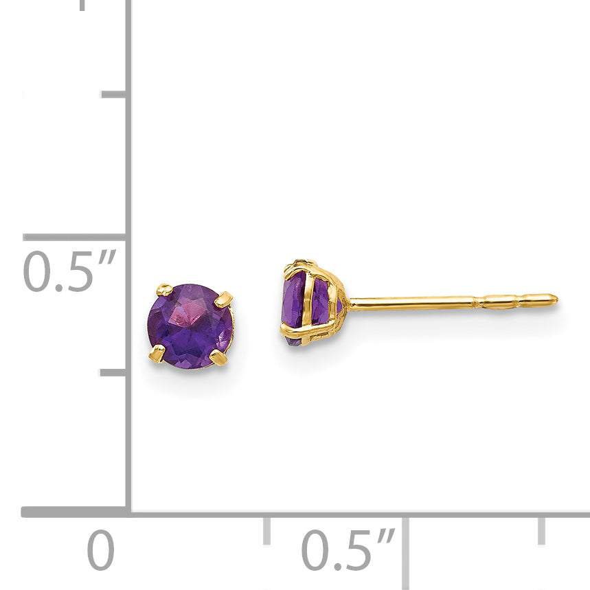 14K Yellow Gold Madi K Round Amethyst 4mm Post Earrings