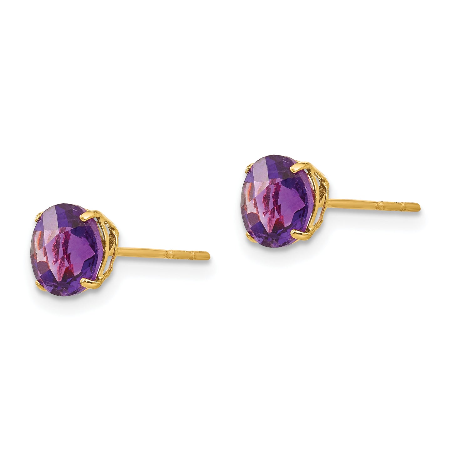 14K Yellow Gold Madi K Round Amethyst 6mm Post Earrings