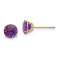 14K Yellow Gold Madi K Round Amethyst 6mm Post Earrings