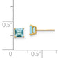 14K Yellow Gold Madi K Blue Topaz 4mm Square Post Earrings