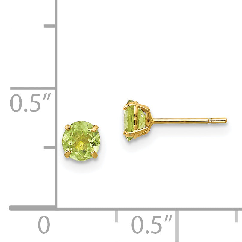 14K Yellow Gold Madi K Round Peridot 4mm Post Earrings