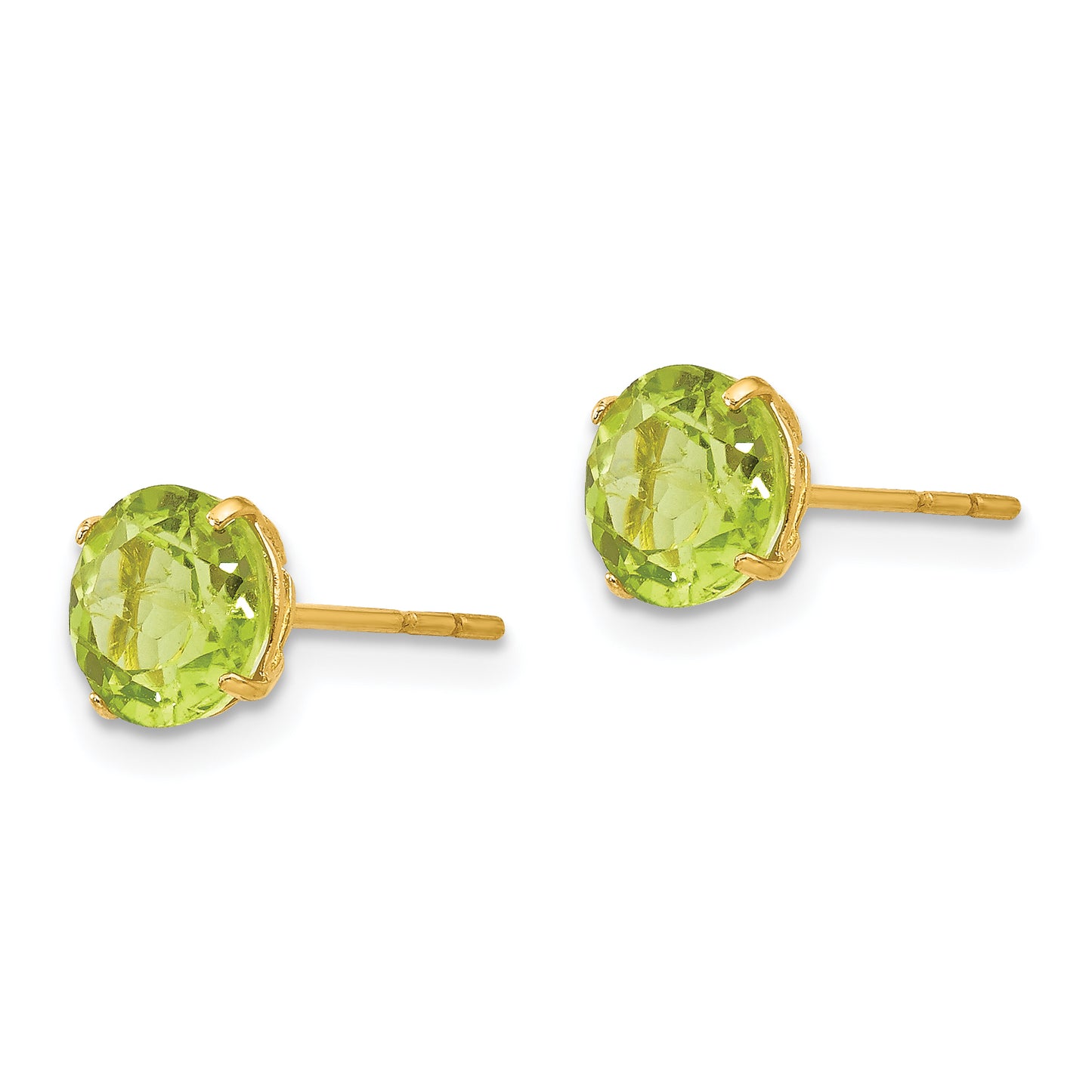 14K Yellow Gold Madi K Round Peridot 6mm Post Earrings