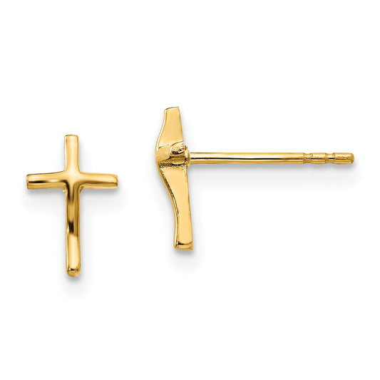 14K Yellow Gold Madi K Polished Cross Post Earrings