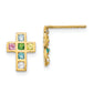 14K Yellow Gold Madi K Multi-Colored Cz Cross Post Earrings