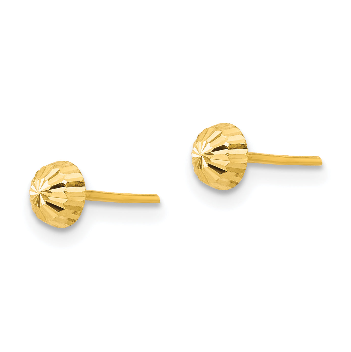 14kt Gold Yellow offers Finish 7mm Linear Diamond Cut Ball Post Earring with Push Back Clasp