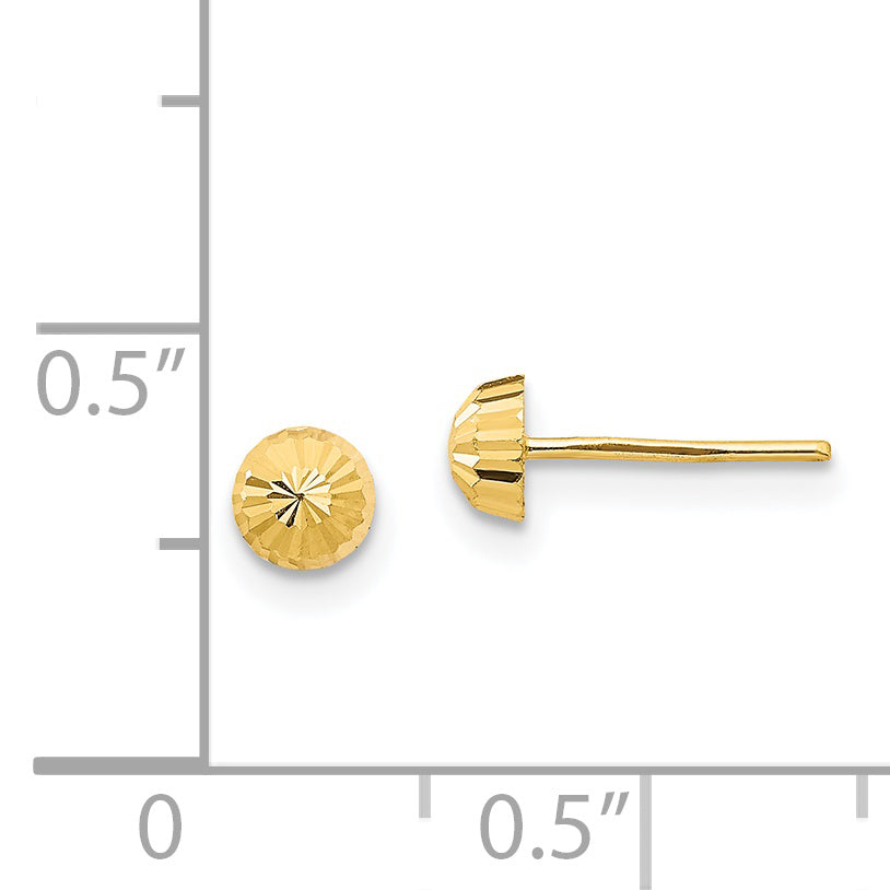 14K Yellow Gold Madi K Diamond Cut 4mm Half-Ball Post Earrings