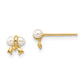 14K Yellow Gold Madi K White Button Freshwater Cultured Pearl Bow Post Earrings