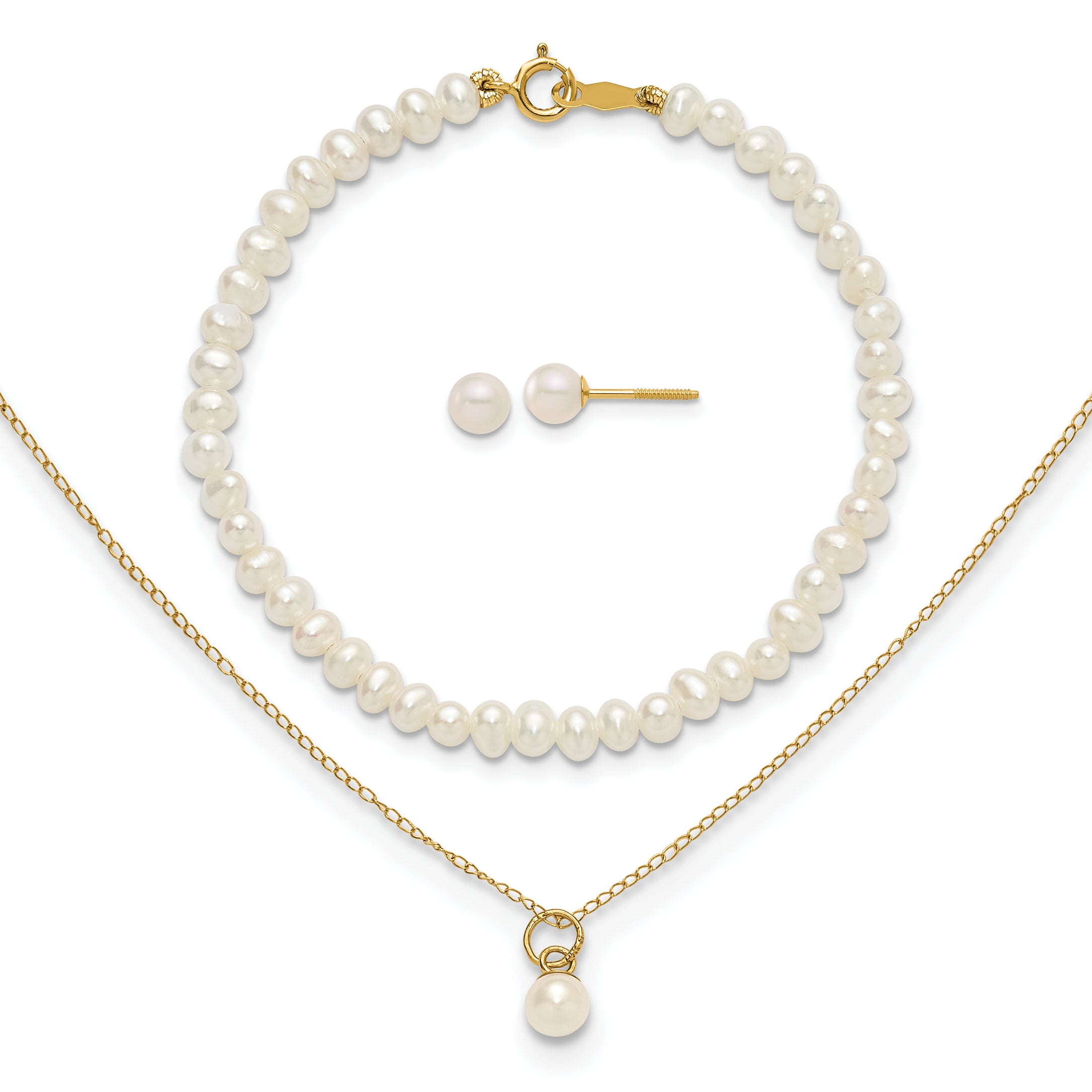 3PC Set Pearl and 14k high quality Gold