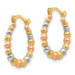 14K Yellow & Rhodium W/Rose And White Madi K Beaded Hoop Earrings