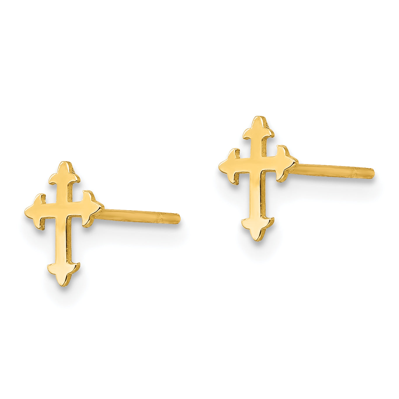 14K Yellow Gold Madi K Polished Cross Post Earrings