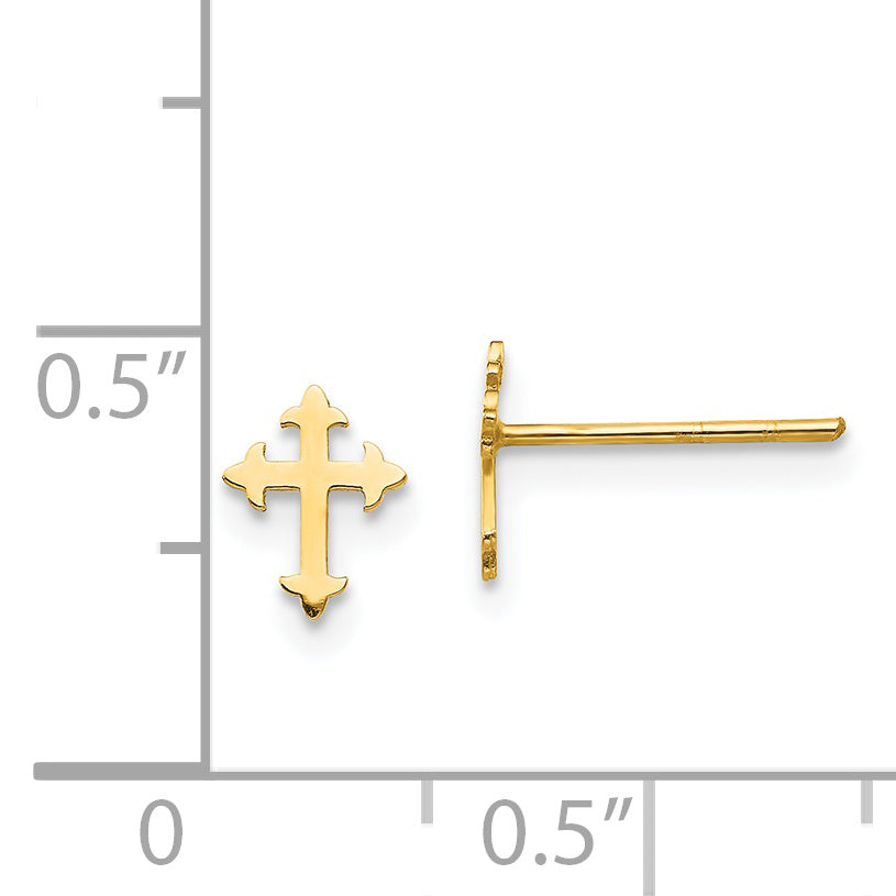 14K Yellow Gold Madi K Polished Cross Post Earrings